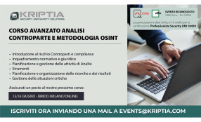 Corso avanzato in “Analisi controparte e metodologia OSINT”