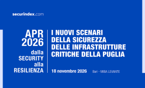 APR 2026: DALLA SECURITY ALLA RESILIENZA. I nuovi scenari della sicurezza delle infrastrutture critiche della Puglia. Bari, 18 novembre
